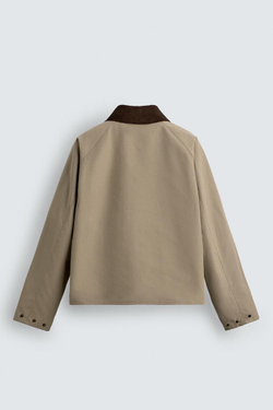 ZARA КУРТКА ТЕХНИЧЕСКАЯ С КОНТРАСТНЫМ ВОРОТНИКОМ, БЕЖЕВЫЙ