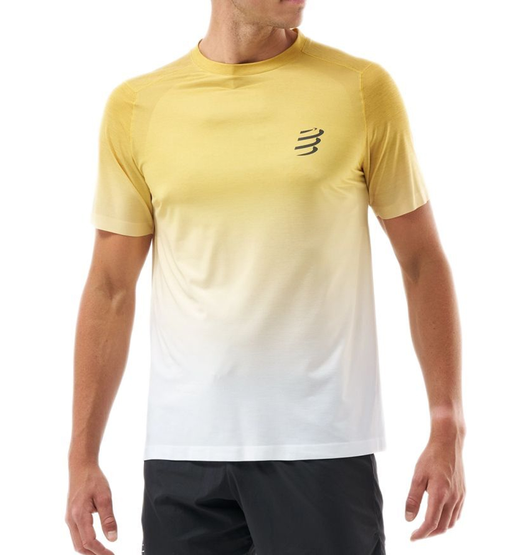 Мужская теннисная футболка Compressport Performance Short Sleeve - ceylon yellow/grey