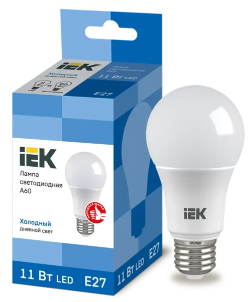 Лампа светодиодная A60 груша 11Вт 230В 6500К E27 IEK