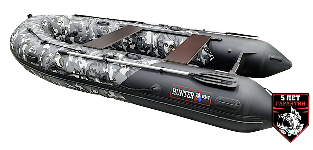 Лодка ПВХ Hunterboat Хантер Про 350Pro Серый КМФ
