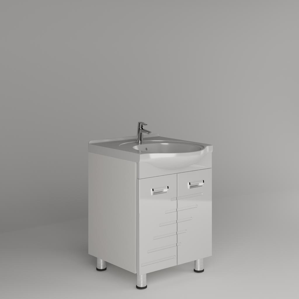 Тумба напольная SANITECO "ФЛОРА" COMO 600, 2 двери, напольная, ПВХ белый глянец