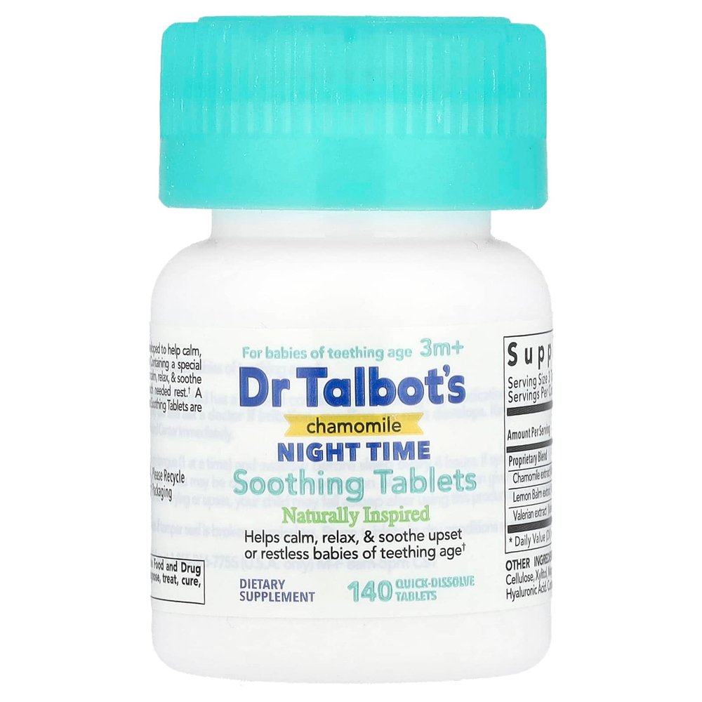 Dr. Talbot's, успокаивающие таблетки с ромашкой для приема перед сном, от 3 мес, 140 быстрорастворимых таблеток