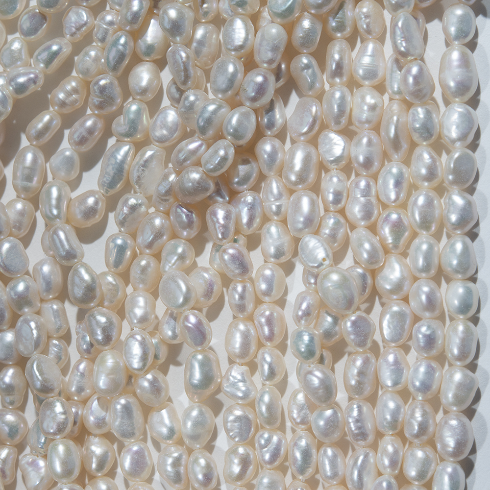 Жемчуг культивированный фриформ, белый, 5-8мм