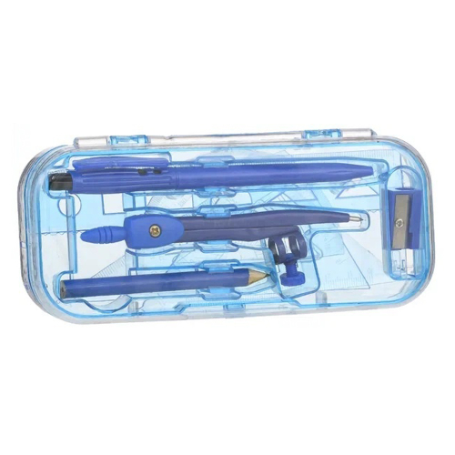 Готовальня Basir 8 предметов в пластиковом футляре, синий цвет