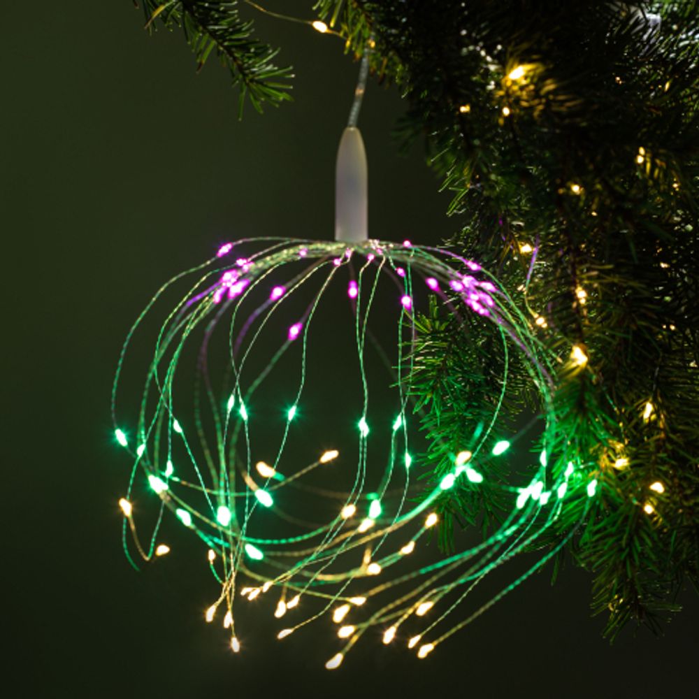 Светодиодная новогодняя гирлянда ЭРА ENIS-90M подвесной светильник Салют мультиколор 90 led 2*AA