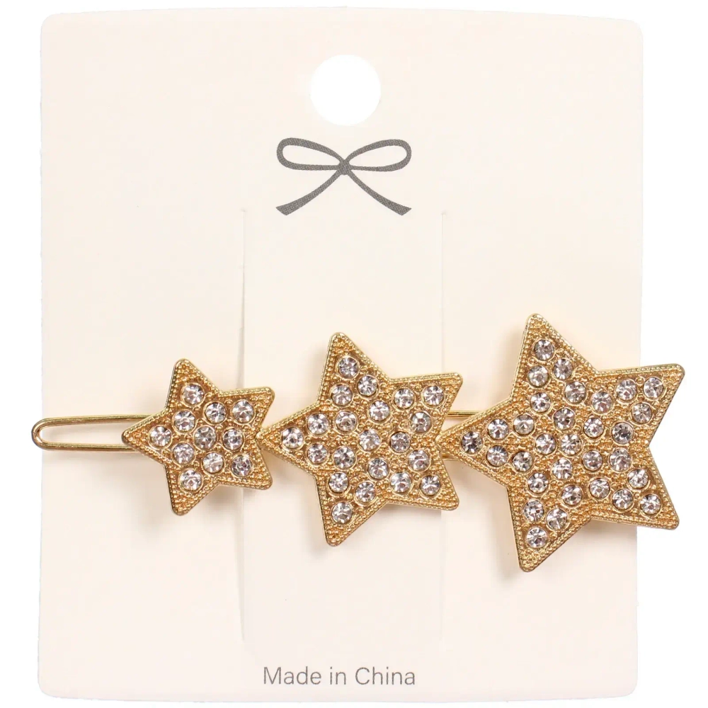 Зажим для волос 1шт на блистере «БИСКВИТ», звёздочки, цвет золото, 6*1.5см●