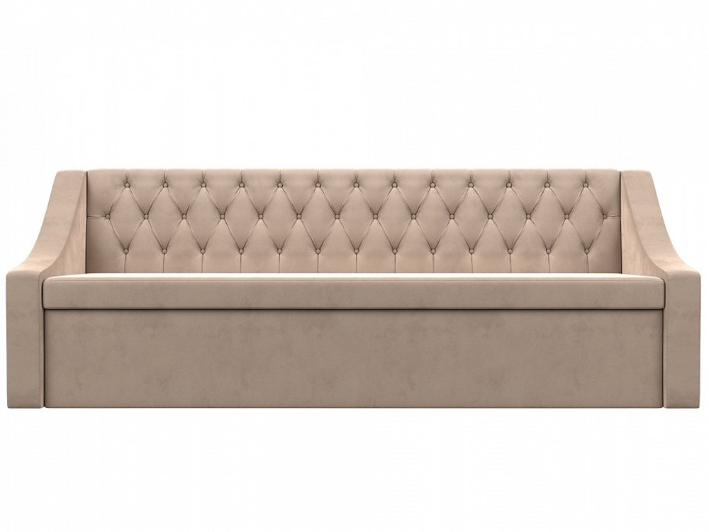 Диван кухонный прямой Мерлин, SEVEN 729 бежевый, Велюр, 101126