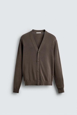 ZARA ЛЕГКИЙ КАРДИГАН, СЕРО-КОРИЧНЕВЫЙ