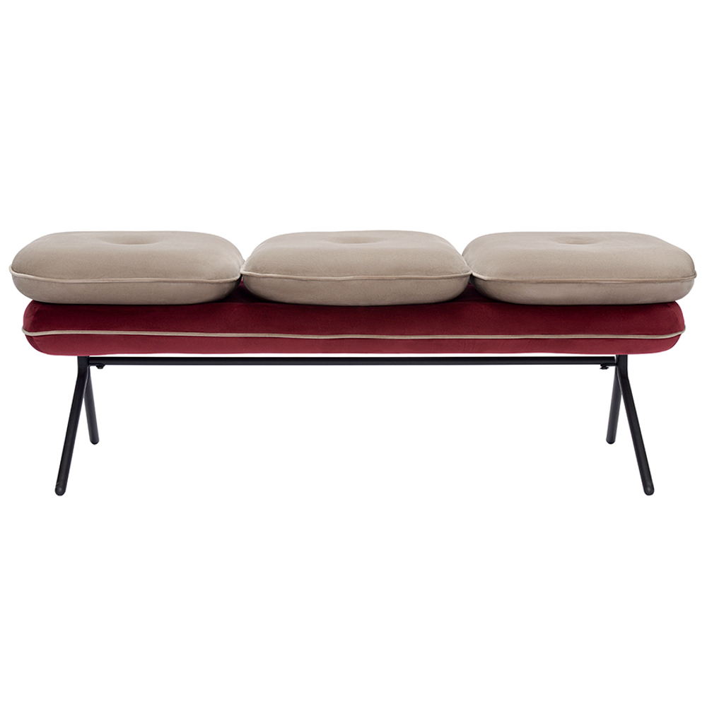 Банкетка pea, велюр, бежевая/бордовая