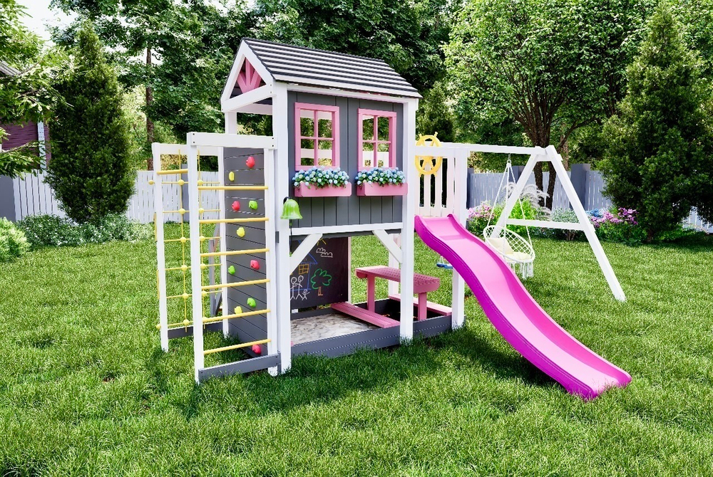 Детский домик с качелями "Прованс - спорт плюс"