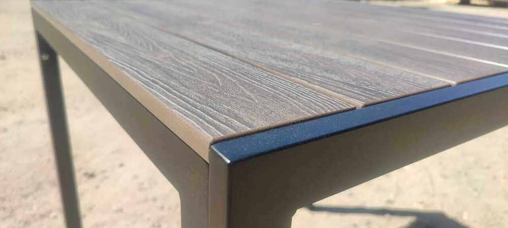 Алюминиевый квадратный стол ПОЛИВУД-13 80*80  цвет тик арт.1037