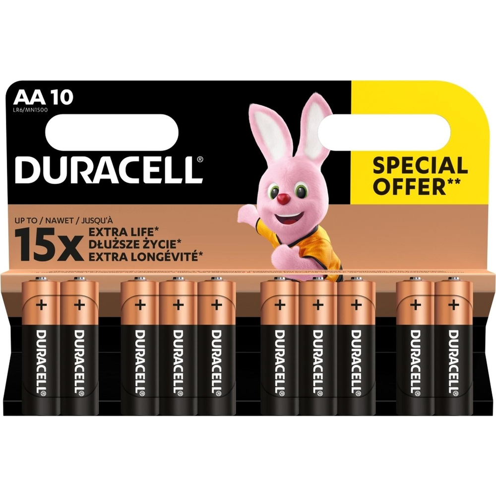 Батарейка DURACELL Basic LR6 AA BL10 Alkaline 1.5V (10/80) (10шт/уп)