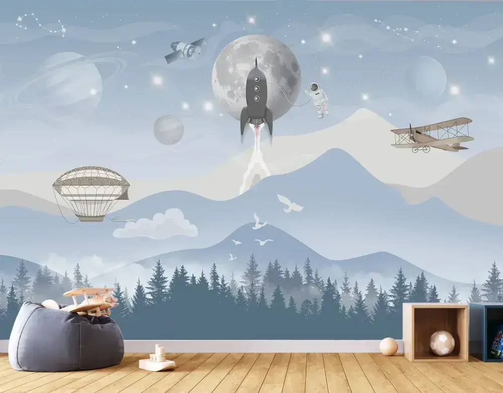 Фотообои на стену флизелиновые тонкие (эконом) детские Космос 400х270 см, для мальчиков