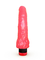 Розовый гелевый вибратор с клиторальными лепестками - 18,5 см. (Цвет: розовый)