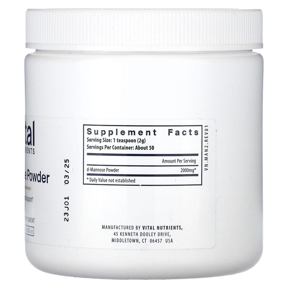 Vital Nutrients, манноза в порошке, 100 г (3,53 унции)