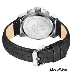 Часы наручные кварцевые NAVIFORCE на кожаном ремешке, серебристый/серый W8950-02