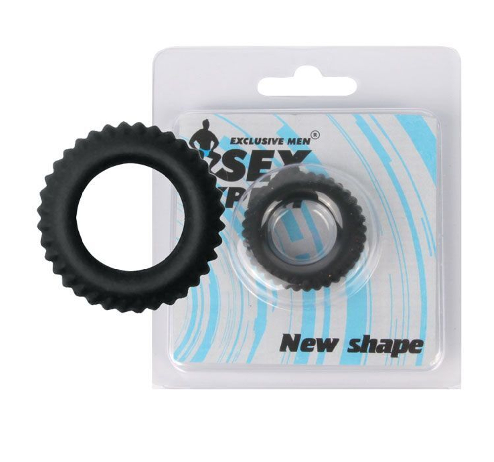 Черное силиконовое эрекционное кольцо-шина Sex Expert (Цвет: черный)