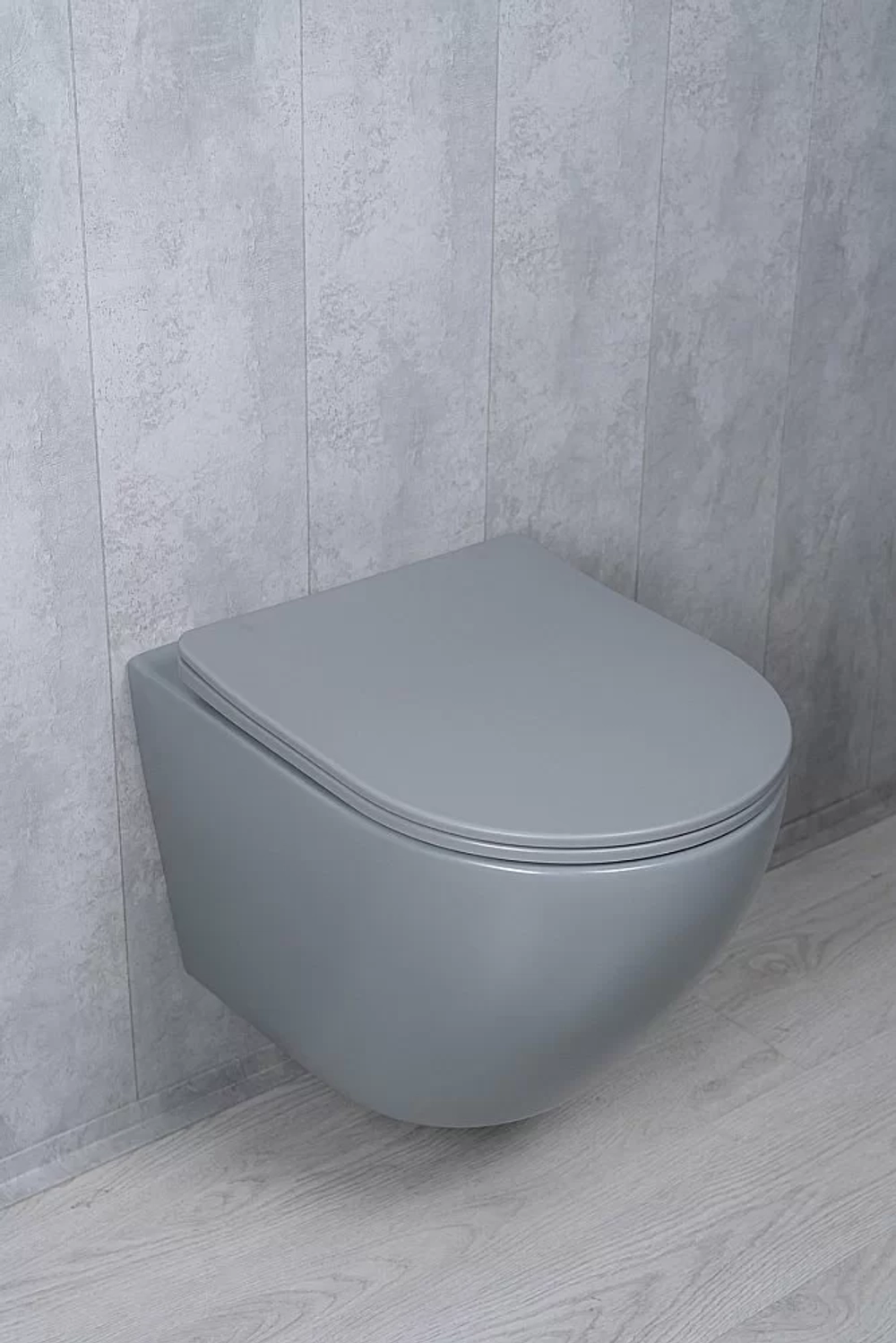 Унитаз подвесной Gid Tr2122TF-Lgm серый матовый, с крышкой микролифт, безободковый, слив-торнадо