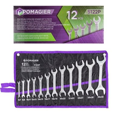 Ключи рожковые, набор 12пр. (6х7, 8х9, 10х11, 12х13, 14х15, 16х17, 18х19, 20х22, 21х23, 24х27, 25х28, 30х32мм) POMAGIER POM-5122P