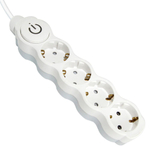 Удлинитель бытовой 4 гн, 1.5 м, ПВС, 3х1 мм2, с/з, 16 А, выкл, 250В,с з/ш, бело-сер, TDM, Люкс УЛ04,