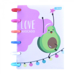 Блокнот А6, Yalong, цветные кольца, пластиковая обложка, клетка, 100 л., "Счастливые авокадо", ассорти