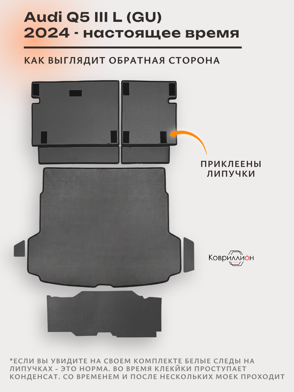 Коврики ЭВА в багажники с накладками на задние сидения и в нишу для Audi Q5 III L (GU) 24-н.в.