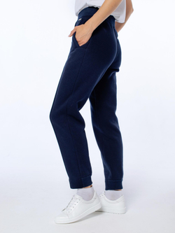 Спортивные утепленные брюки со стрелками, синие женские брюки