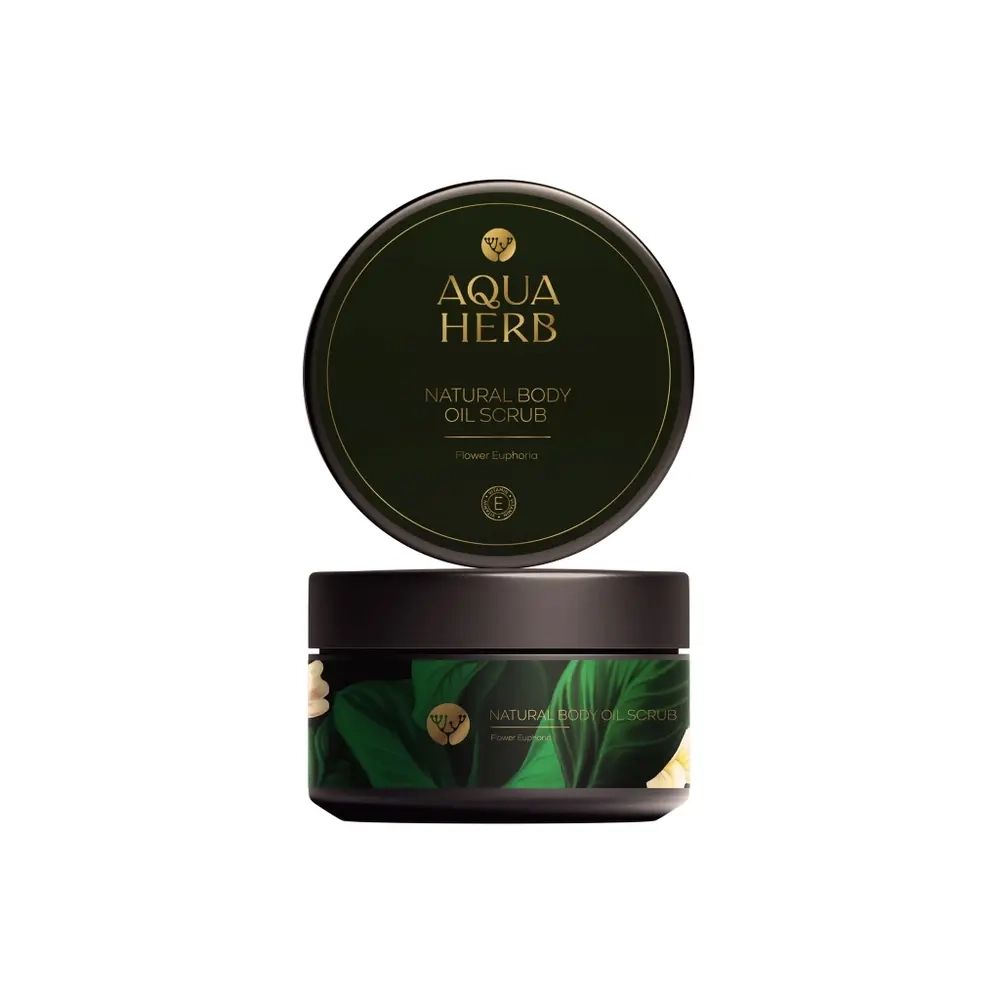 AQUAHERB Натуральный моделирующий скраб для тела на комплексе натуральных масел с витамином Е Цветочная Эйфория