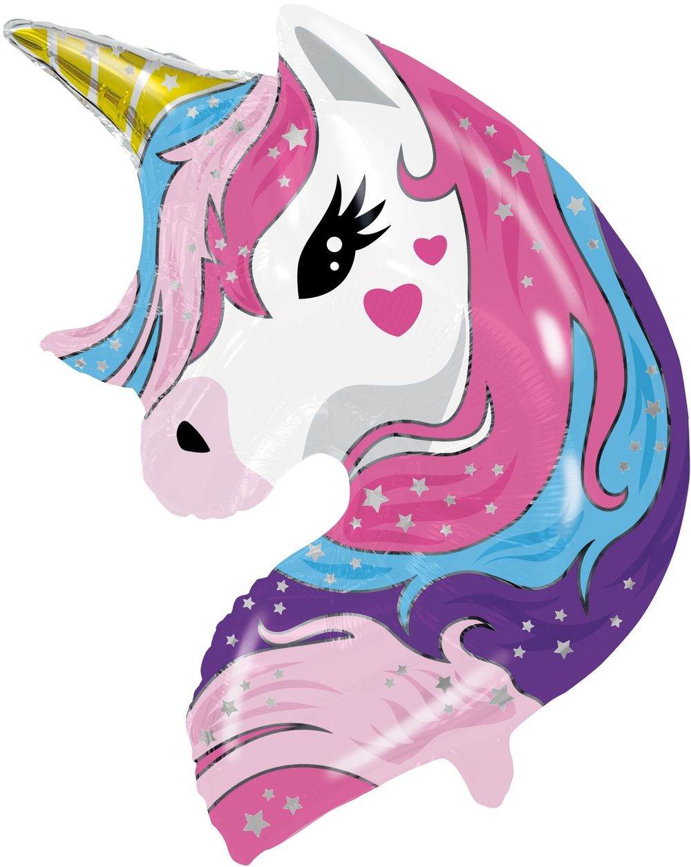Шар (32''/81 см) Фигура, Голова, Волшебный единорог, 1 шт. в уп.