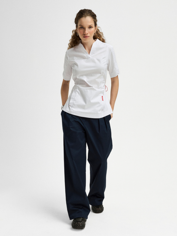 Топ медицинский женский Ньюлук, белый хлопок