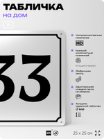 Адресная табличка с номером дома 33, на фасад и забор, белая, Айдентика Технолоджи