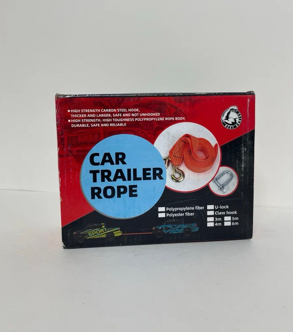 2Т-5М / Трос буксировочный для автомобиля, 2 тонны, длина 5 метров, с крюками, оранжевый, TG (1 шт.)