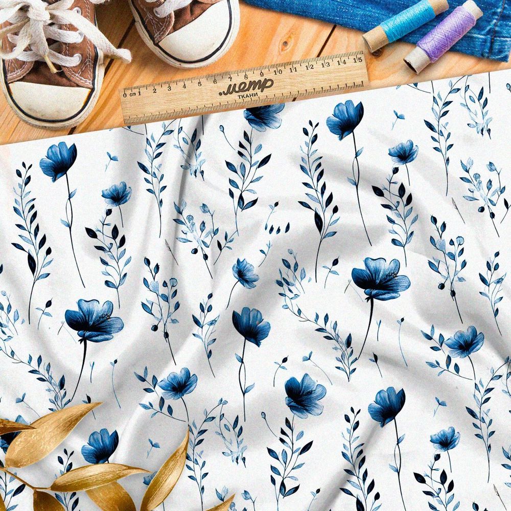 Ткань премиум флис забытые цветочки