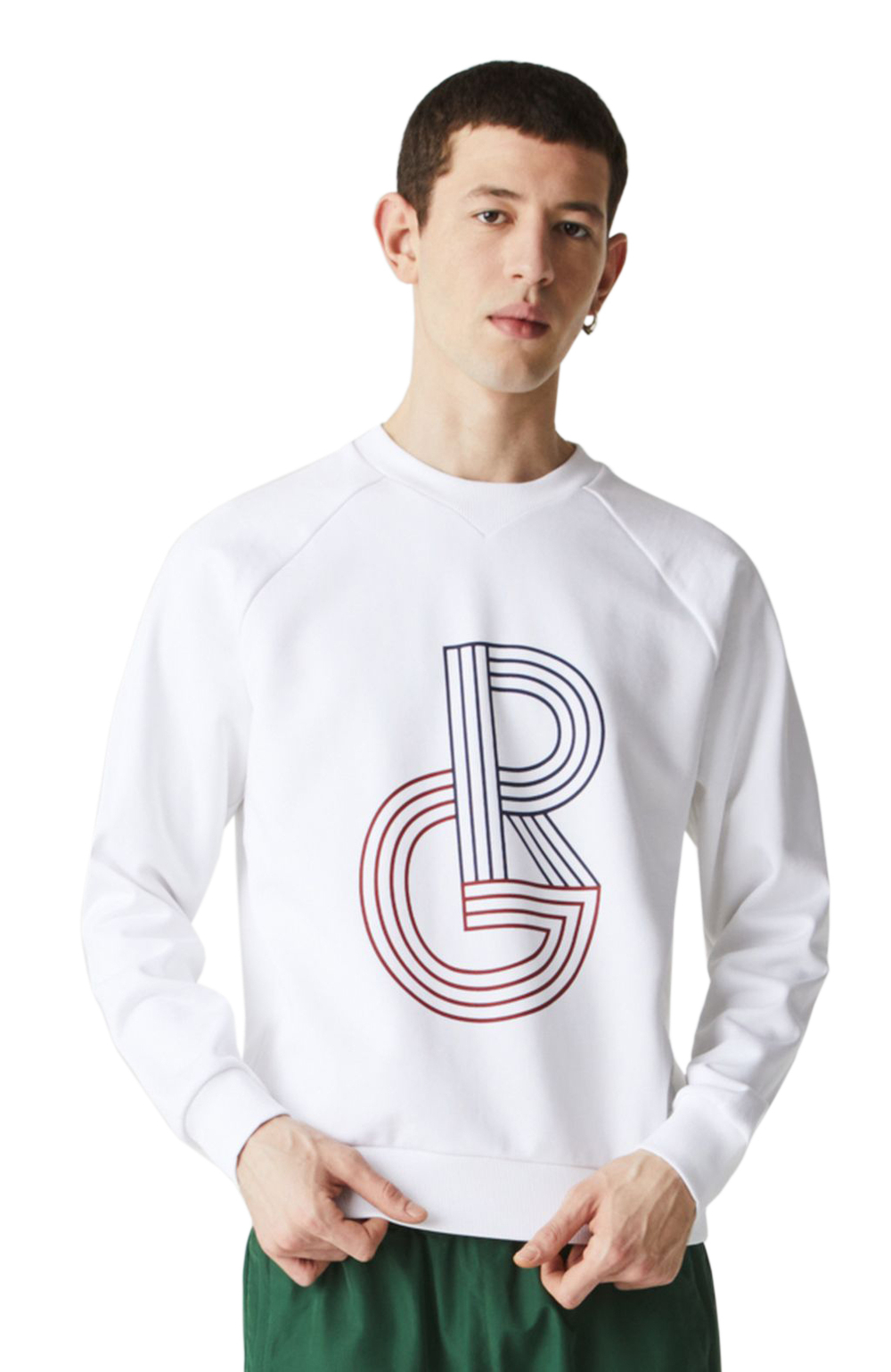 Мужская теннисная кофта Lacoste Men's SPORT Sweatshirt - white/blue marine