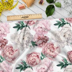 Ткань оксфорд 210 пионы нежные весенние