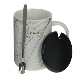 GAEM Кружка с крышкой и ложкой, 400 мл, L12 W8 H11,5 см, 4в.