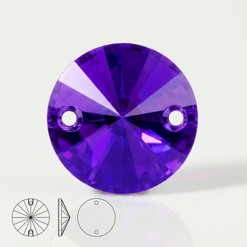 Стразы пришивные из стекла, цвет Purple velvet, форма Rivoli