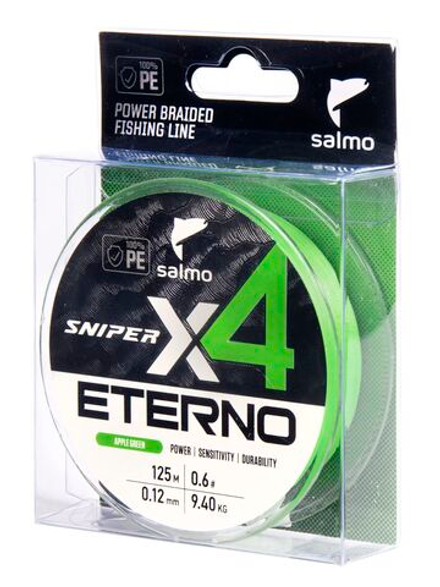 Шнур плетёный Salmo Sniper х4 ETERNO BRAID Apple Green 125/012