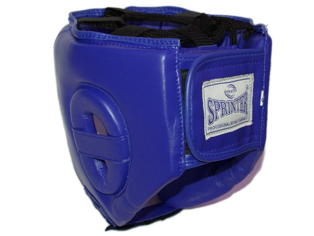 Шлем боксёрский SPRINTER открытый кожзам размер S :20-24:  (Синий)