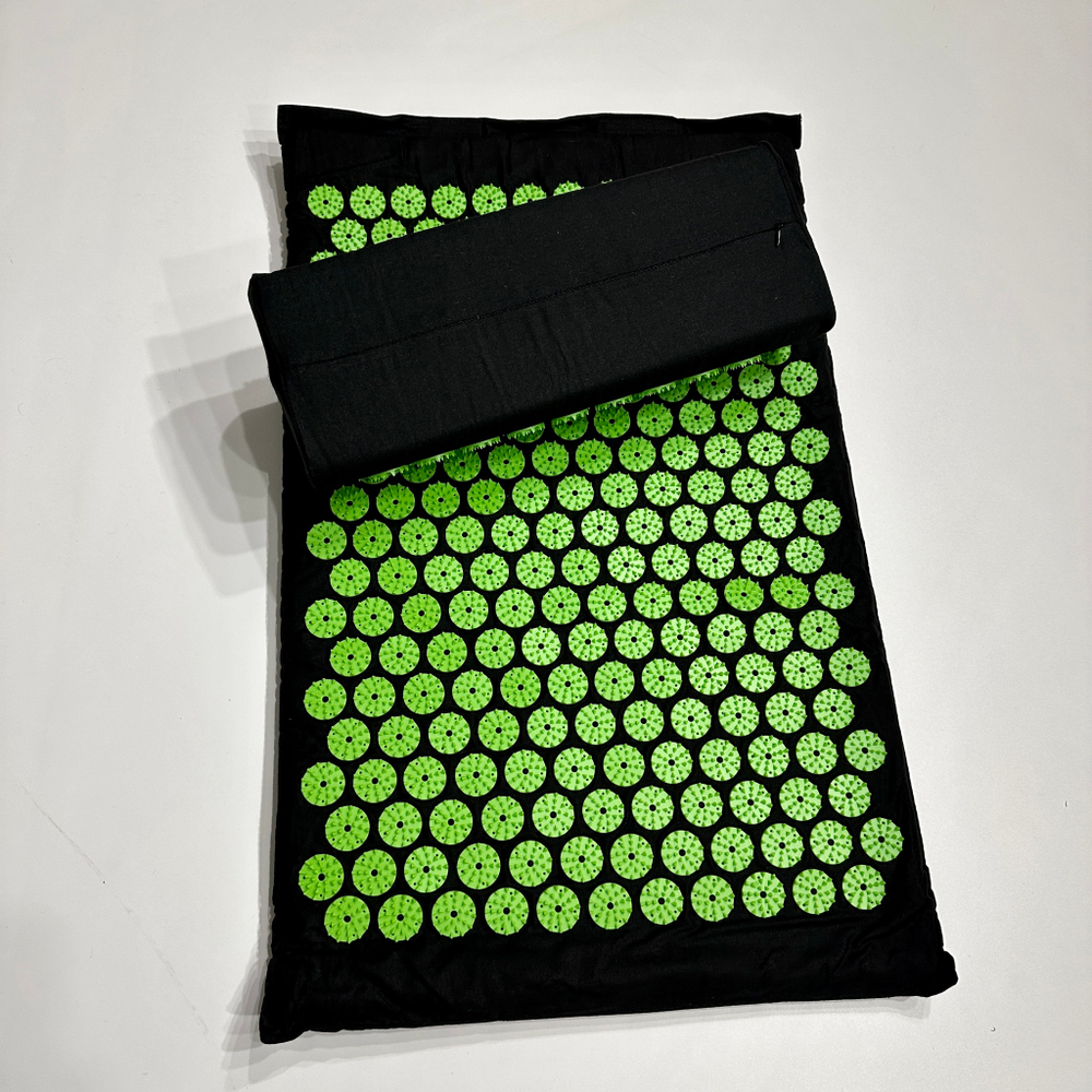 Массажный набор акупунктурный коврик + подушка Comfortex (черно-зеленый)