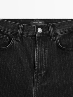 Massimo Dutti Джинсы с высокой посадкой и прямыми штанинами, черный