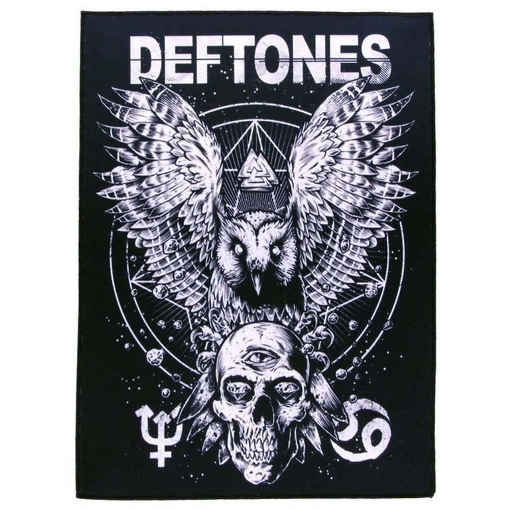 Нашивка спиновая Deftones сова и череп (237)