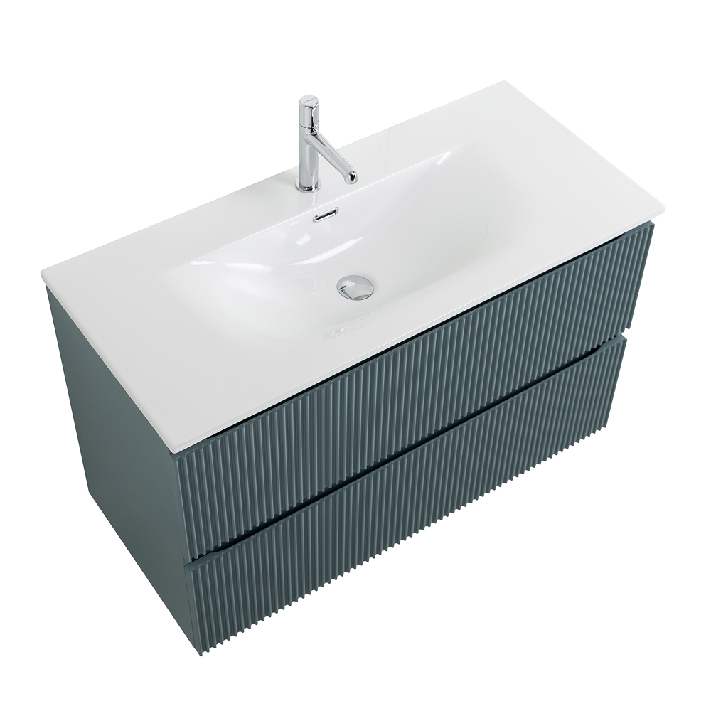 Тумба с раковиной подвесная BelBagno UNO-1000-2C-SO-AO Голубой матовый, раковина белая BB-8099-100