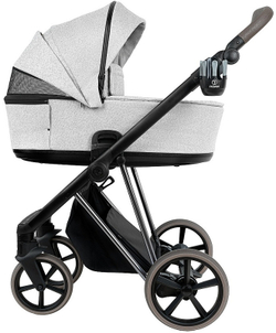 Детская коляска Roan Sol Vintage Luxury 2.0 3 в 1 с автокреслом Tutis Elo Lux EduSky Grey PIX/50/L Pixel/Light/Black/руч.Cappuccino