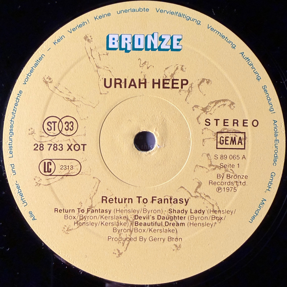 Uriah Heep ‎– Return To Fantasy (Германия 1975г.)Т