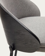 Барный стул Eamy светло-серый из шпона ясеня с черной отделкой