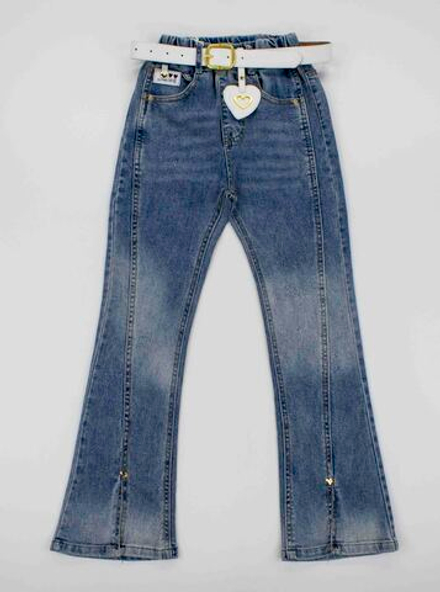 джинсы на резинке клеш Сердечки 4458