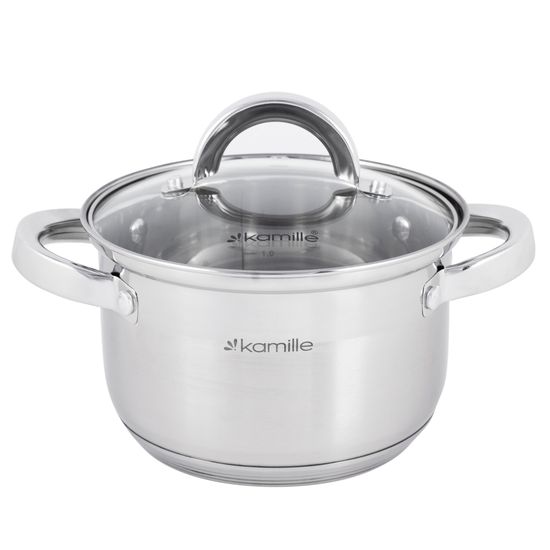Набор кастрюль 8 предметов из нержавеющей стали Kamille KM-5637S (1,0 л; 1,8 л; 2,5 л; 3,8 л)