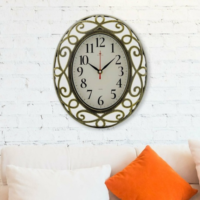 Часы настенные овальные 31*26см "Классика", корпус черный с золотом