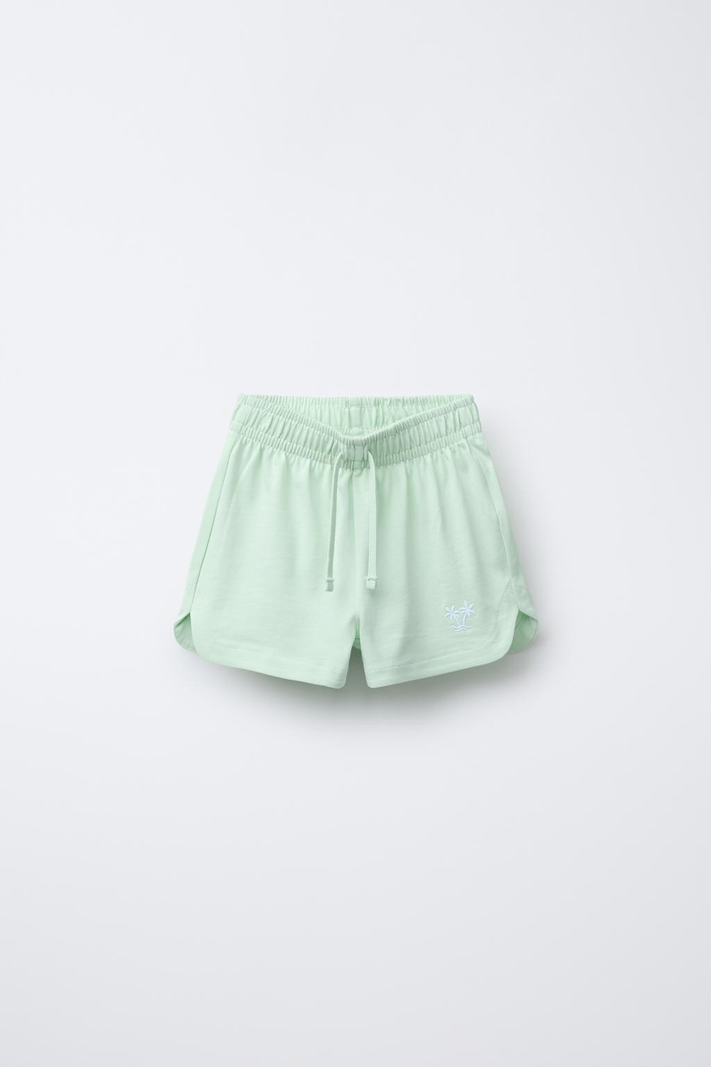 ZARA БЕРМУДЫ С ВЫШИВКОЙ «ПАЛЬМЫ», ЗЕЛЕНЫЙ